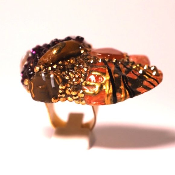 Gold Plated Choker, Ring and Earrings SET - Picture 10 of 12